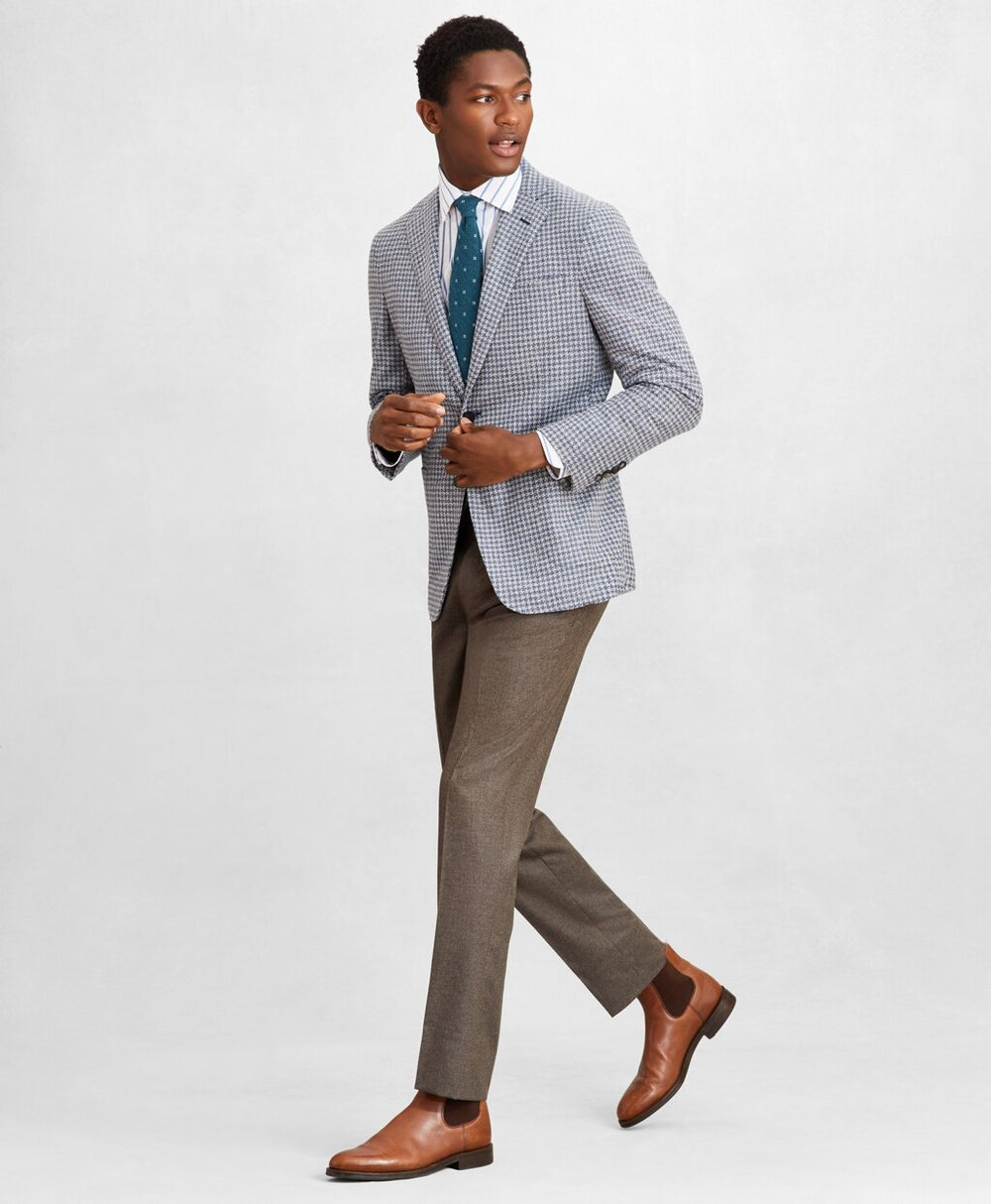 Brooks Brothers Men Golden Fleece® Wool-Blend Houndstooth Blue Sport Coat