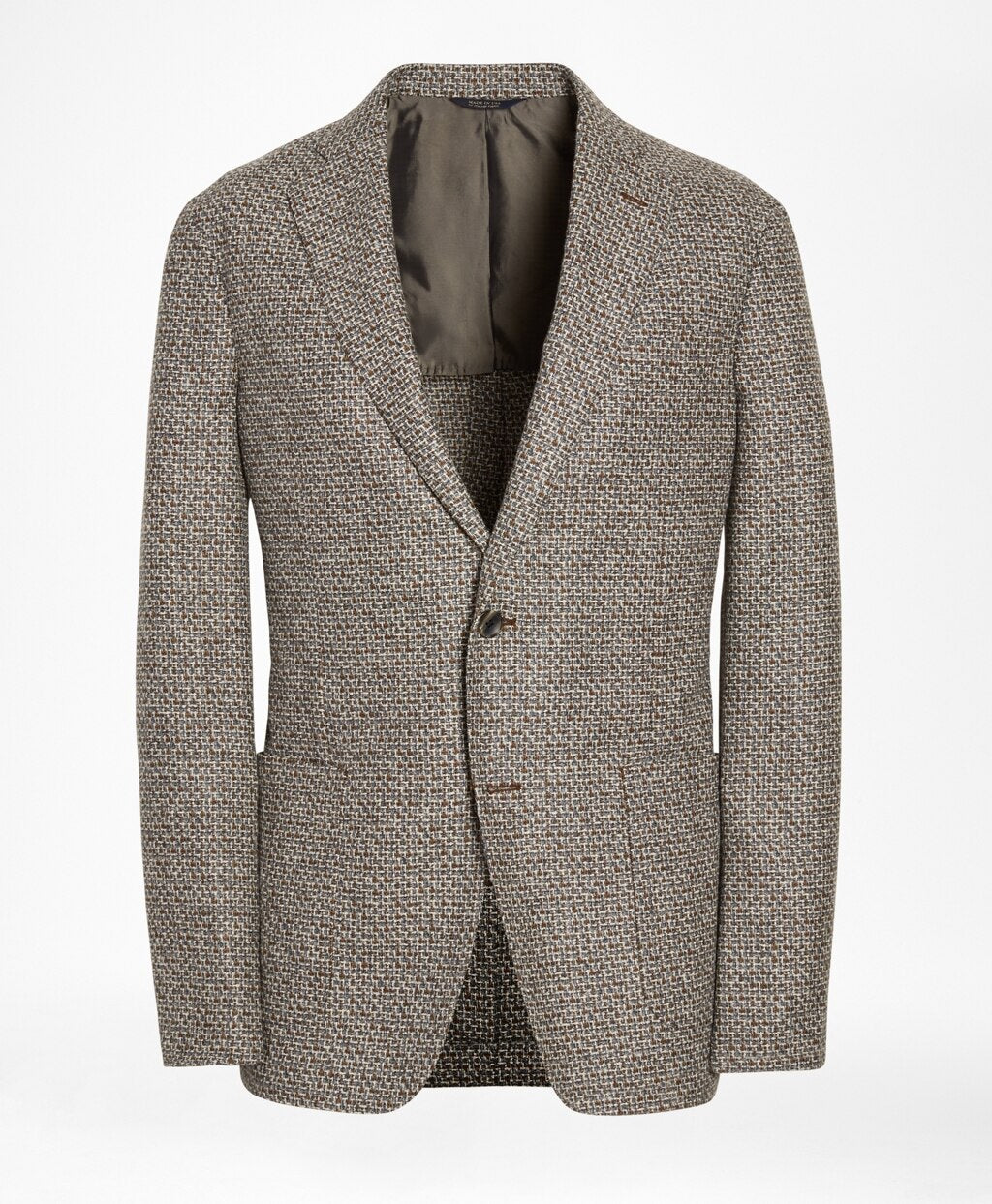 Brooks Brothers Men Golden Fleece® Wool-Blend Houndstooth Brown Sport Coat