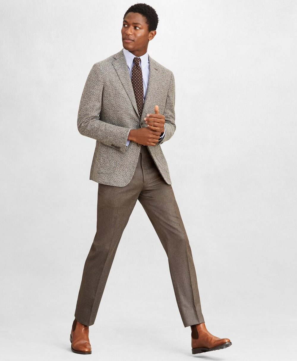 Brooks Brothers Men Golden Fleece® Wool-Blend Houndstooth Brown Sport Coat