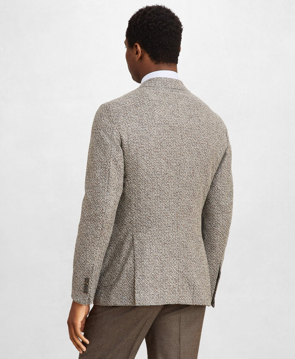 Brooks Brothers Men Golden Fleece® Wool-Blend Houndstooth Brown Sport Coat