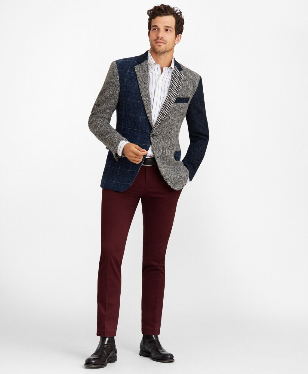 Brooks Brothers Men Regent Fit Harris Tweed Mixed Pattern Sport Coat