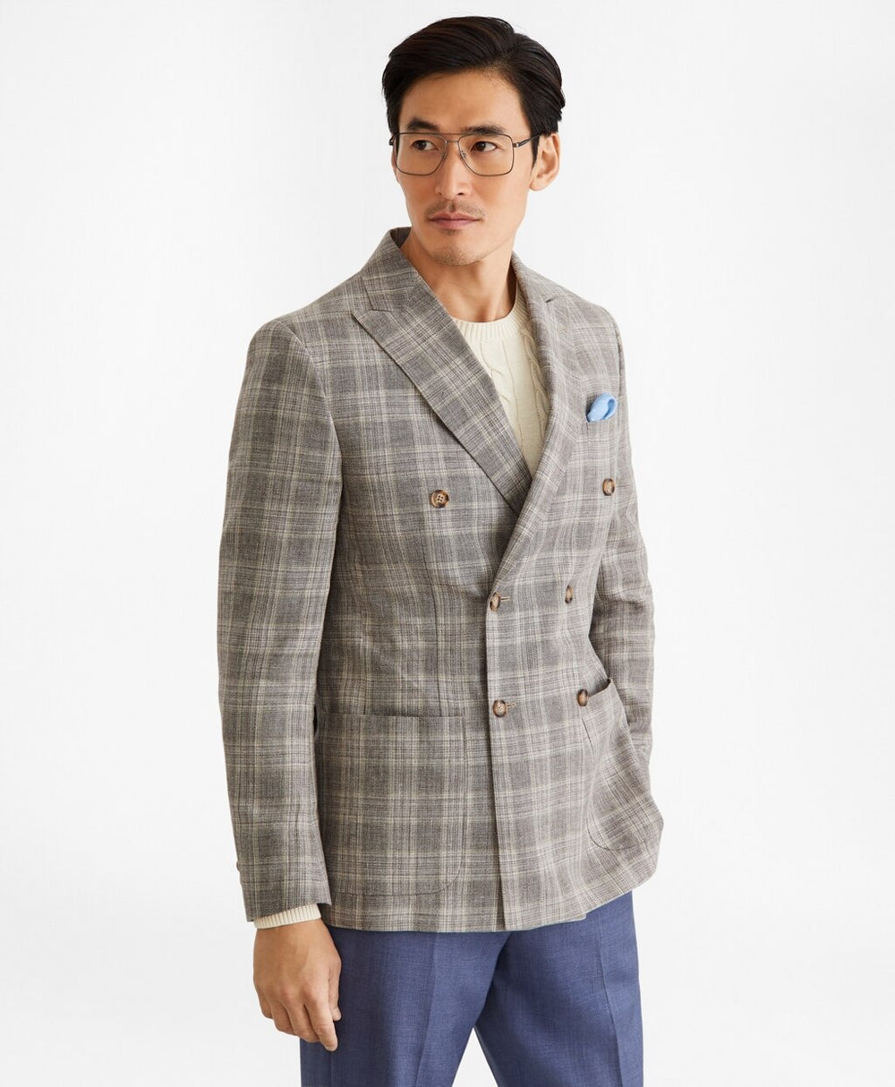 Brooks Brothers Men Regent Fit Double-Breasted Check Sport Coat
