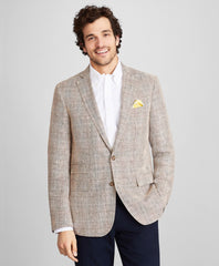 Brooks Brothers Men Regent Fit Check Linen Sport Coat