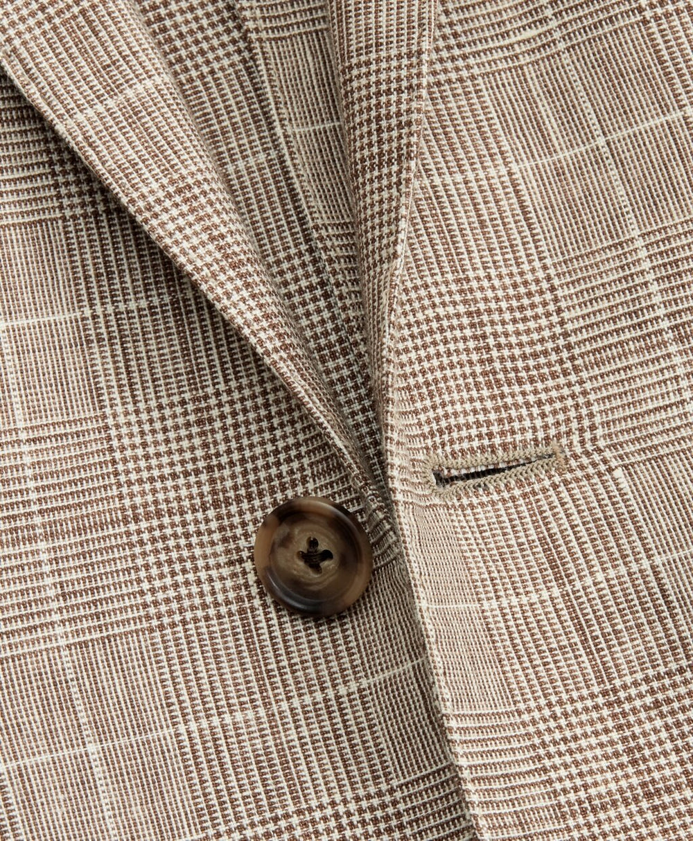Brooks Brothers Men Milano Fit Three-Button Check Linen Sport Coat