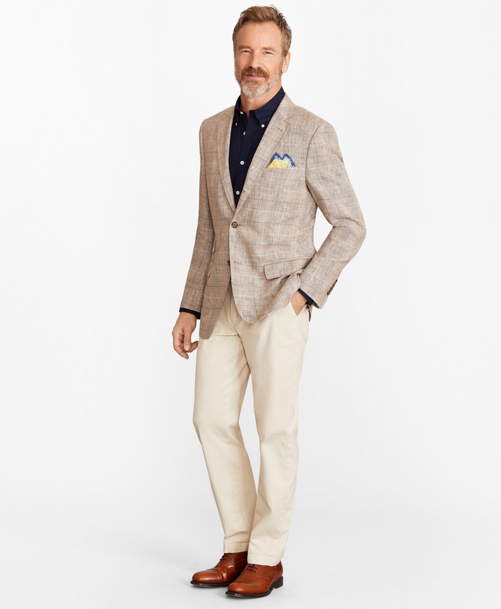 Brooks Brothers Men Madison Fit Linen Check Sport Coat