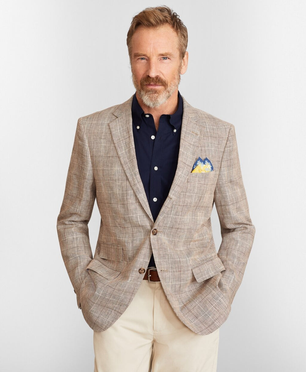 Brooks Brothers Men Madison Fit Linen Check Sport Coat