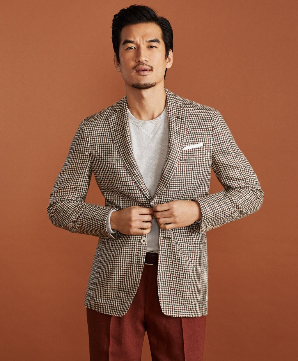 Brooks Brothers Men Golden Fleece® BrooksCloud™ Silk-Linen-Cotton Houndstooth Sport Coat