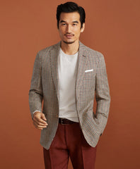 Brooks Brothers Men Golden Fleece® BrooksCloud™ Silk-Linen-Cotton Houndstooth Sport Coat