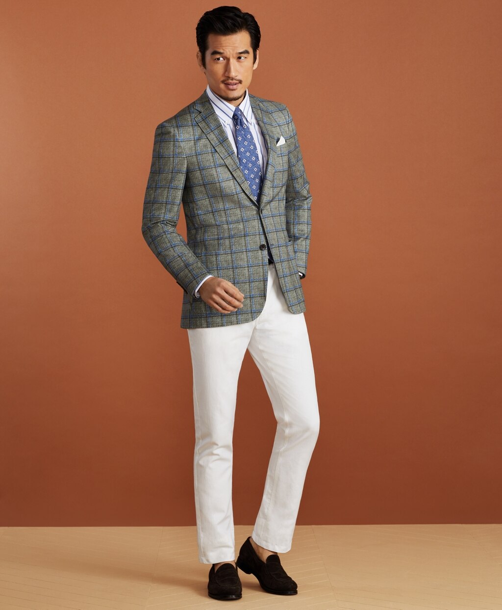 Brooks Brothers Men Golden Fleece® Linen-Cotton Plaid Sport Coat