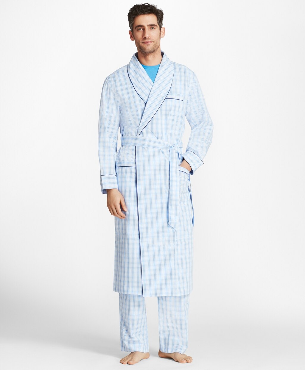 Brooks Brothers Men Large Plaid Robe
