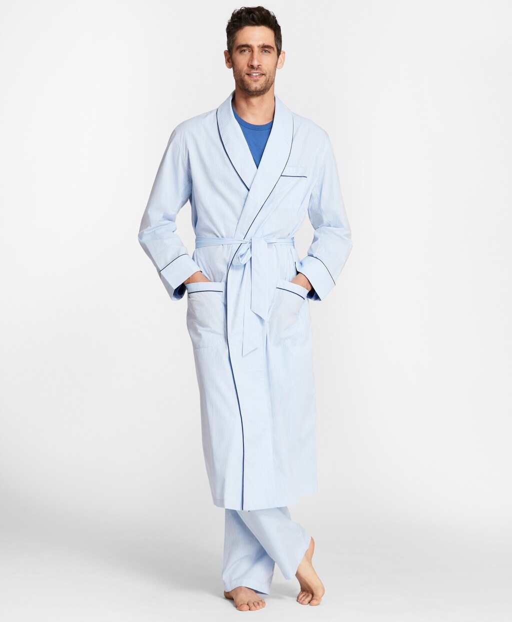 Brooks Brothers Men Pin-Dot Stripe Robe