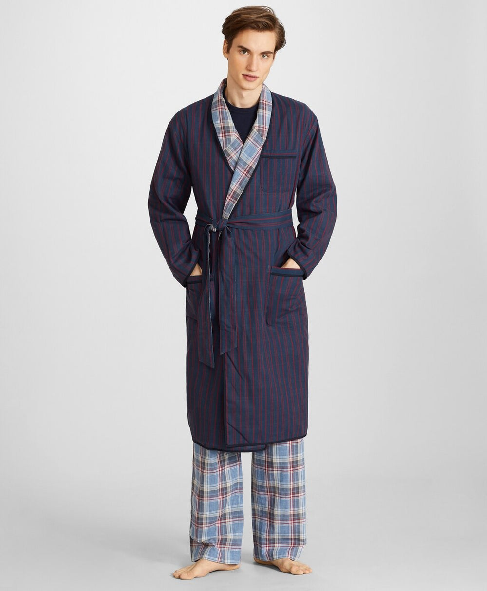 Brooks Brothers Men Reversible Plaid Robe