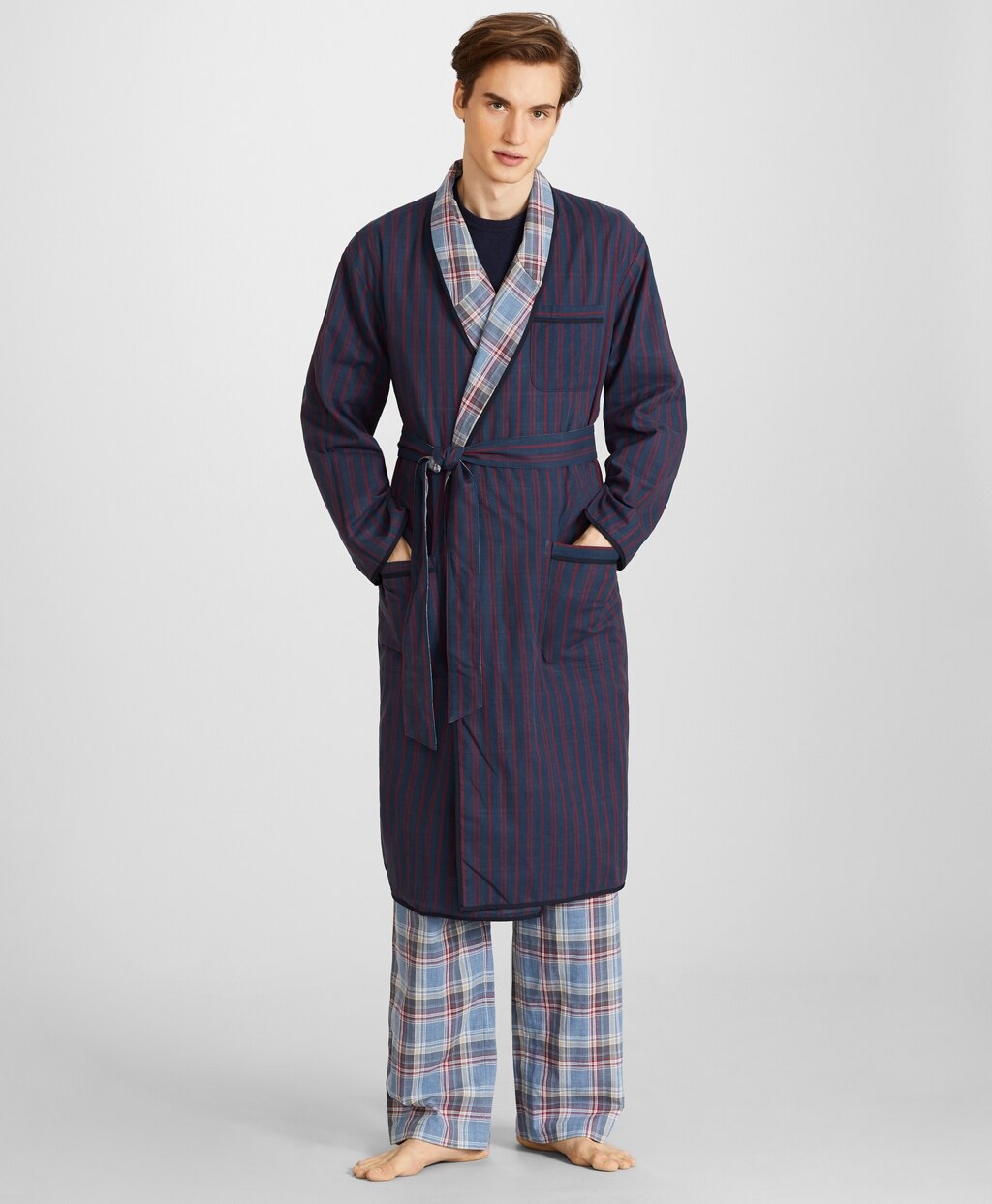 Brooks Brothers Men Reversible Plaid Robe