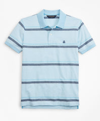 Brooks Brothers Men Slim Fit Cotton and Linen Horizontal Stripe Polo Shirt