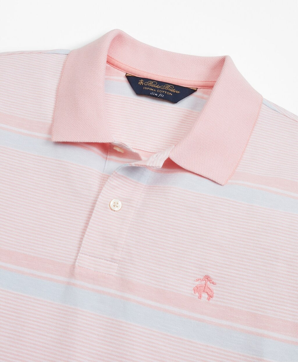 Brooks Brothers Men Original Fit Cotton and Linen Horizontal Stripe Polo Shirt
