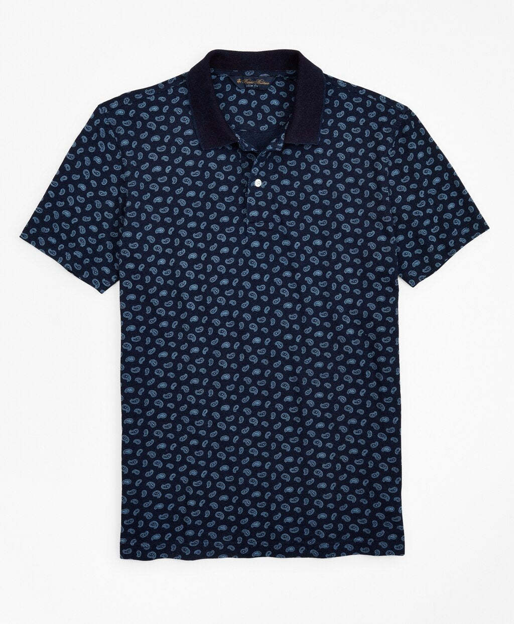 Brooks Brothers Men Slim Fit Indigo Printed Paisley Polo Shirt