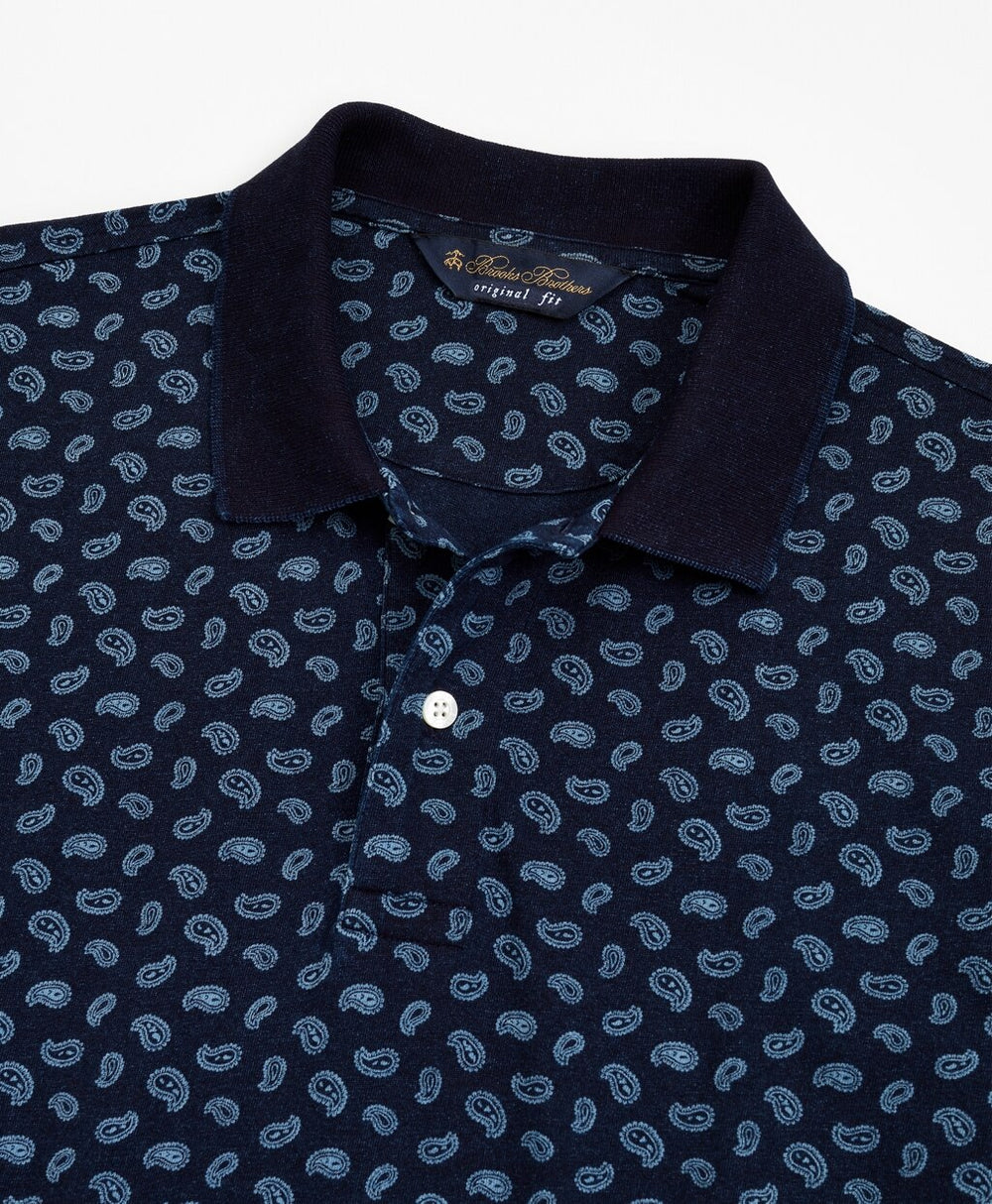 Brooks Brothers Men Original Fit Indigo Printed Paisley Polo Shirt