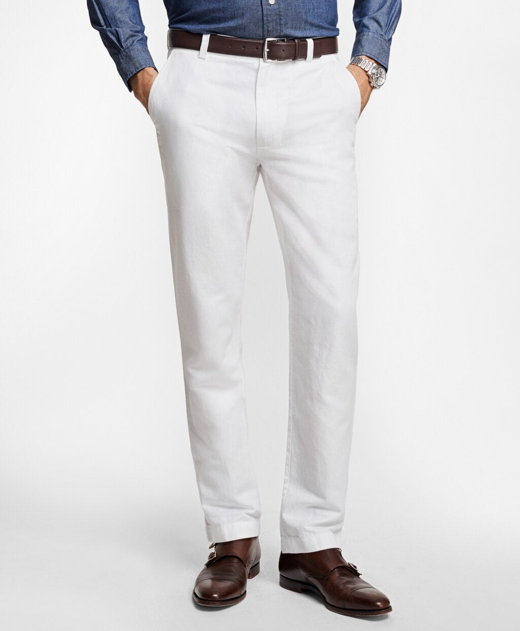 Brooks Brothers Men Clark Fit Linen and Cotton Chinos