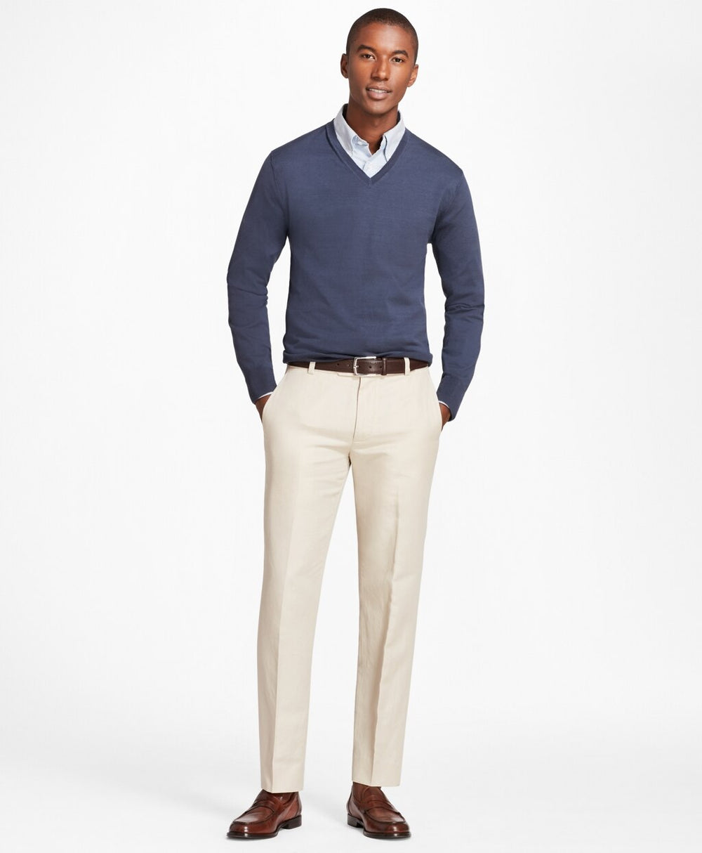 Brooks Brothers Men Milano Fit Linen and Cotton Chino Pants