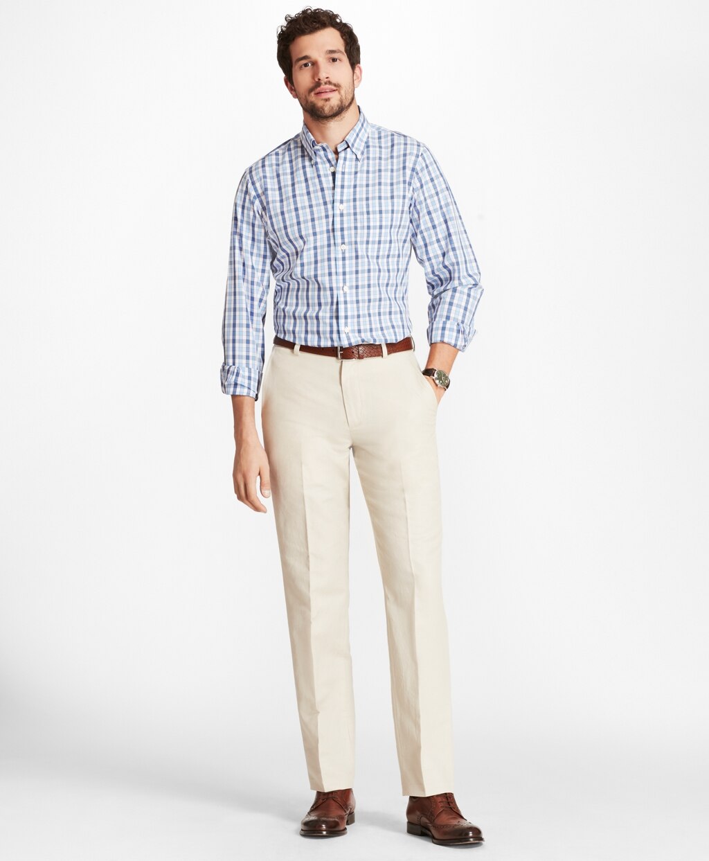 Brooks Brothers Men Clark Fit Linen and Cotton Chino Pants
