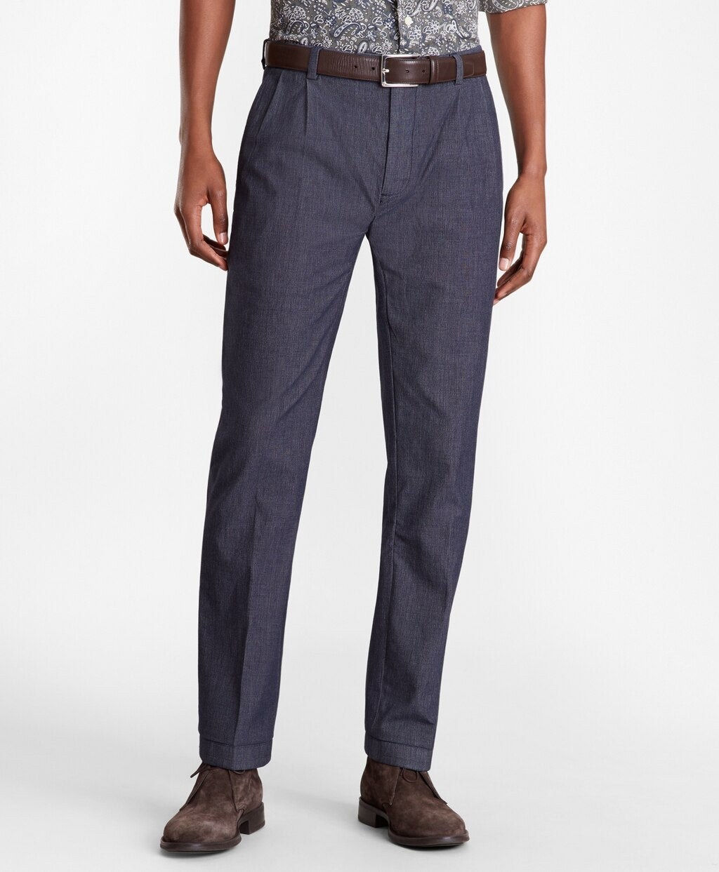 Brooks Brothers Men Soho Fit Indigo Double-Pleat Pants