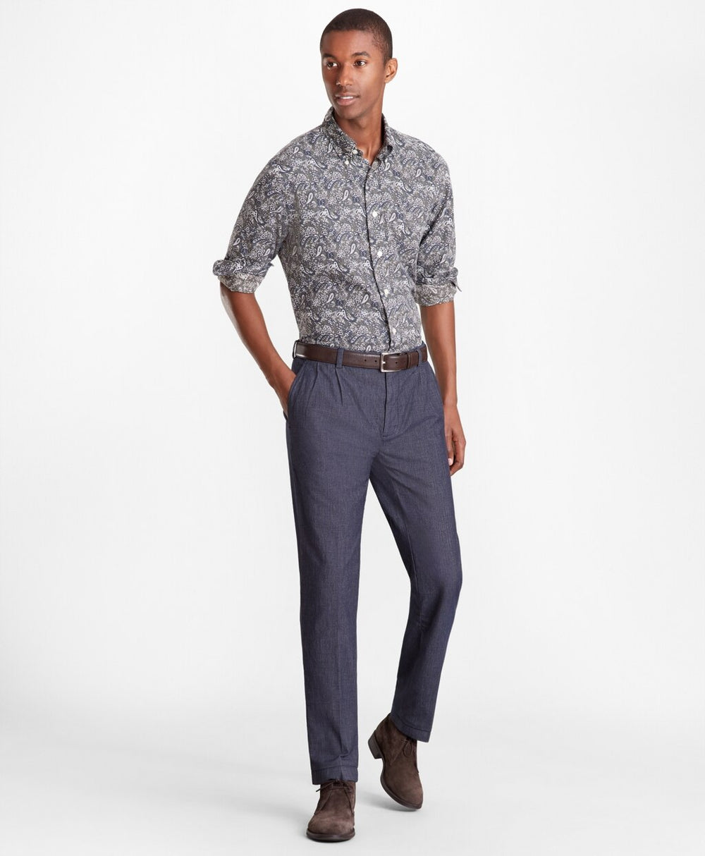 Brooks Brothers Men Soho Fit Indigo Double-Pleat Pants