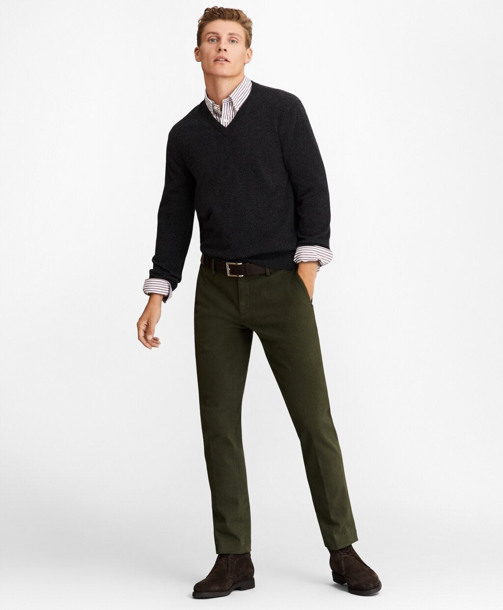 Brooks Brothers Men Soho Fit Brushed Twill Stretch Chinos