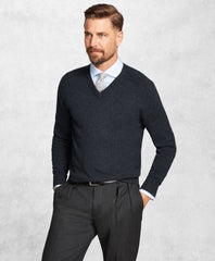 Brooks Brothers Men Golden Fleece® 3-D Knit Cashmere V-Neck Sweater