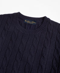 Brooks Brothers Men Lambswool Cable Crewneck Sweater