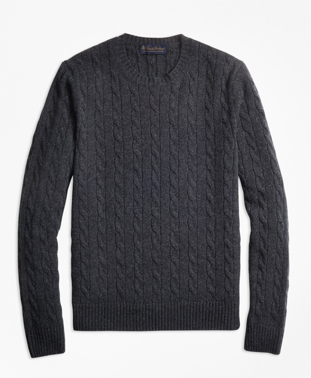 Brooks Brothers Men Cable-Knit Crewneck Cashmere Sweater