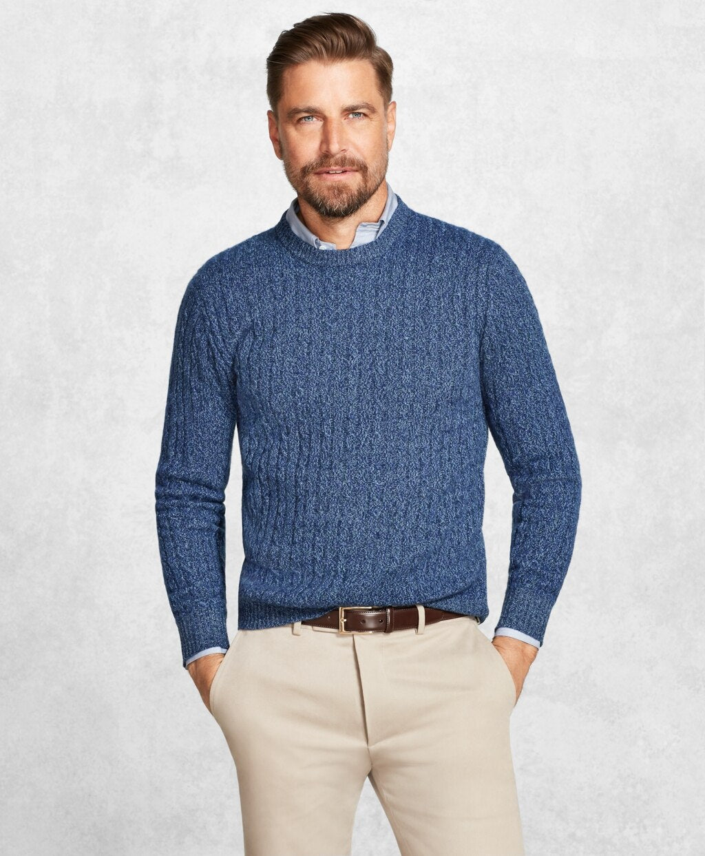 Brooks Brothers Men Golden Fleece® 3-D Knit Cashmere Cable Sweater