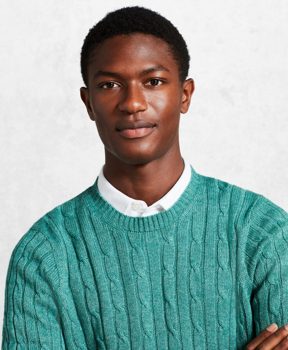 Brooks Brothers Men Golden Fleece® 3-D Knit Cable Crewneck Sweater