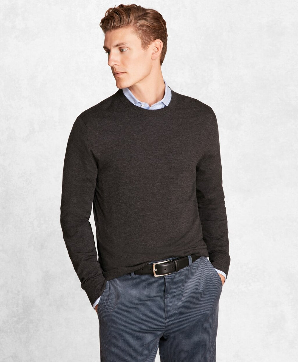 Brooks Brothers Men Golden Fleece® 3-D Knit Fine-Gauge Merino Crewneck Sweater