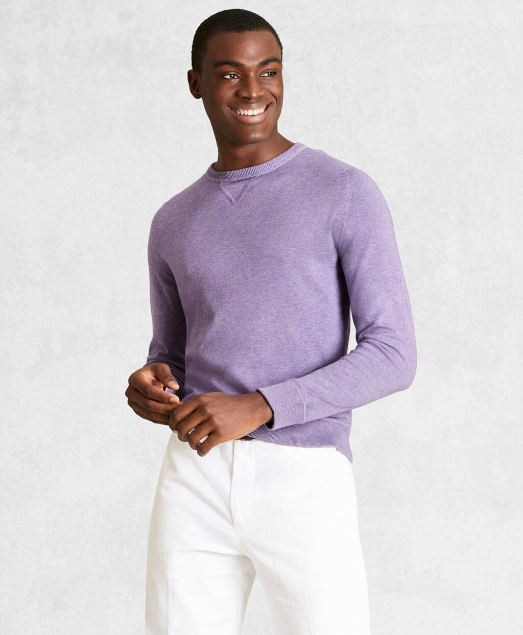 Brooks Brothers Men Golden Fleece® 3-D Knit Cotton-Cashmere-Silk Crewneck Sweater
