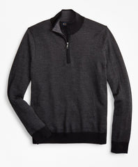 Brooks Brothers Men Washable Merino Wool Herringbone Half-Zip