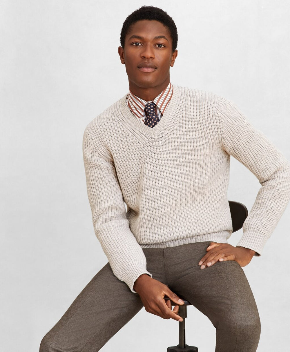 Brooks Brothers Men Golden Fleece® Wool-Cashmere V-Neck Sweater