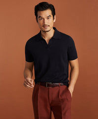 Brooks Brothers Men Golden Fleece® 3-D Knit Fine-Gauge Buttonless Sea Island Cotton Polo Sweater