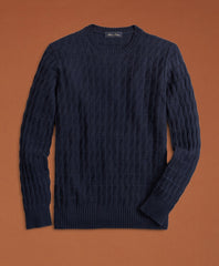 Brooks Brothers Men Golden Fleece® 3-D Knit Fine-Gauge Cashmere-Silk Textured Crewneck Sweater