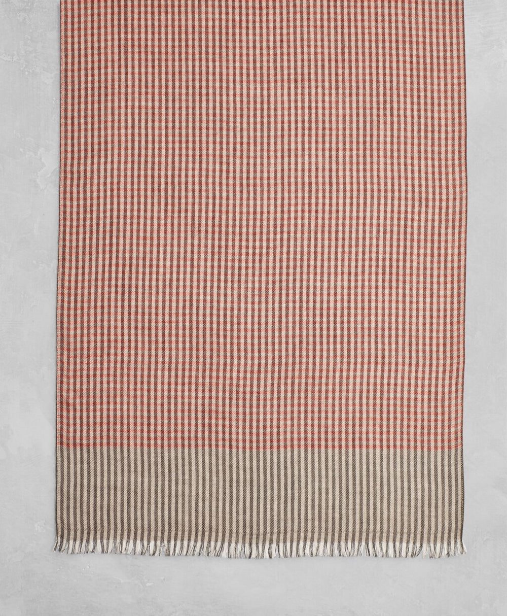 Brooks Brothers Men Golden Fleece® Checked Cashmere Silk Scarf