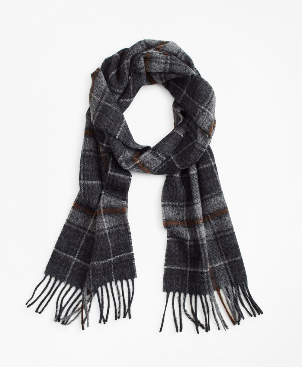 Brooks Brothers Men Grey Tartan Scarf