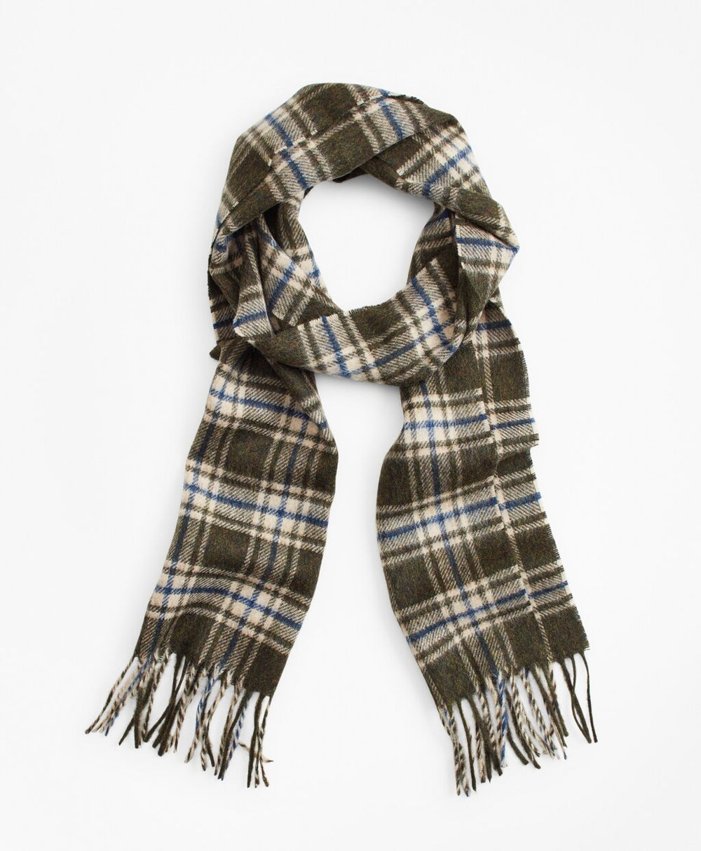 Brooks Brothers Men Olive Tartan Scarf