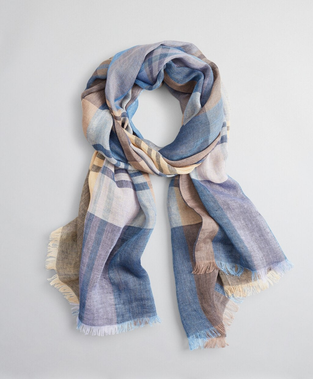 Brooks Brothers Men Plaid Linen Scarf