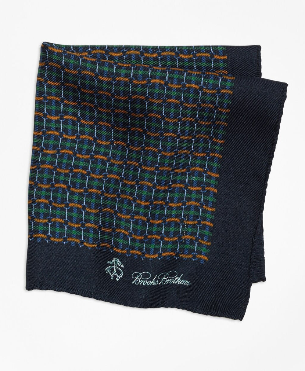 Brooks Brothers Men Plaid Links and Duck Pocket Square