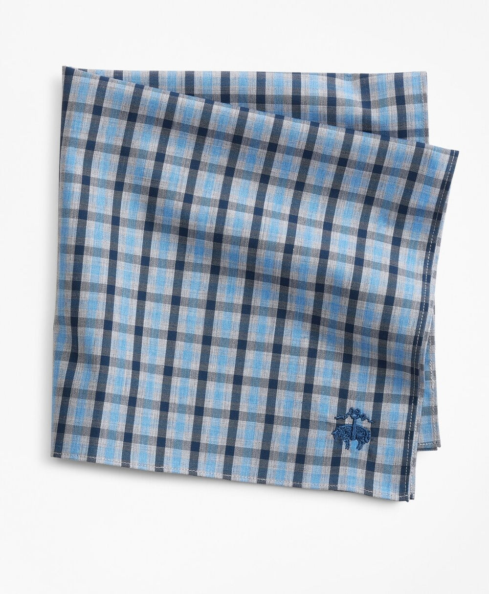 Brooks Brothers Men Supima® Cotton Heathered Check Pocket Square