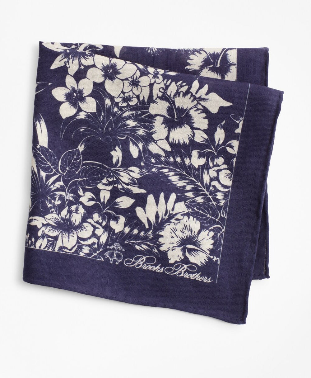 Brooks Brothers Men Large Floral Pocket Square