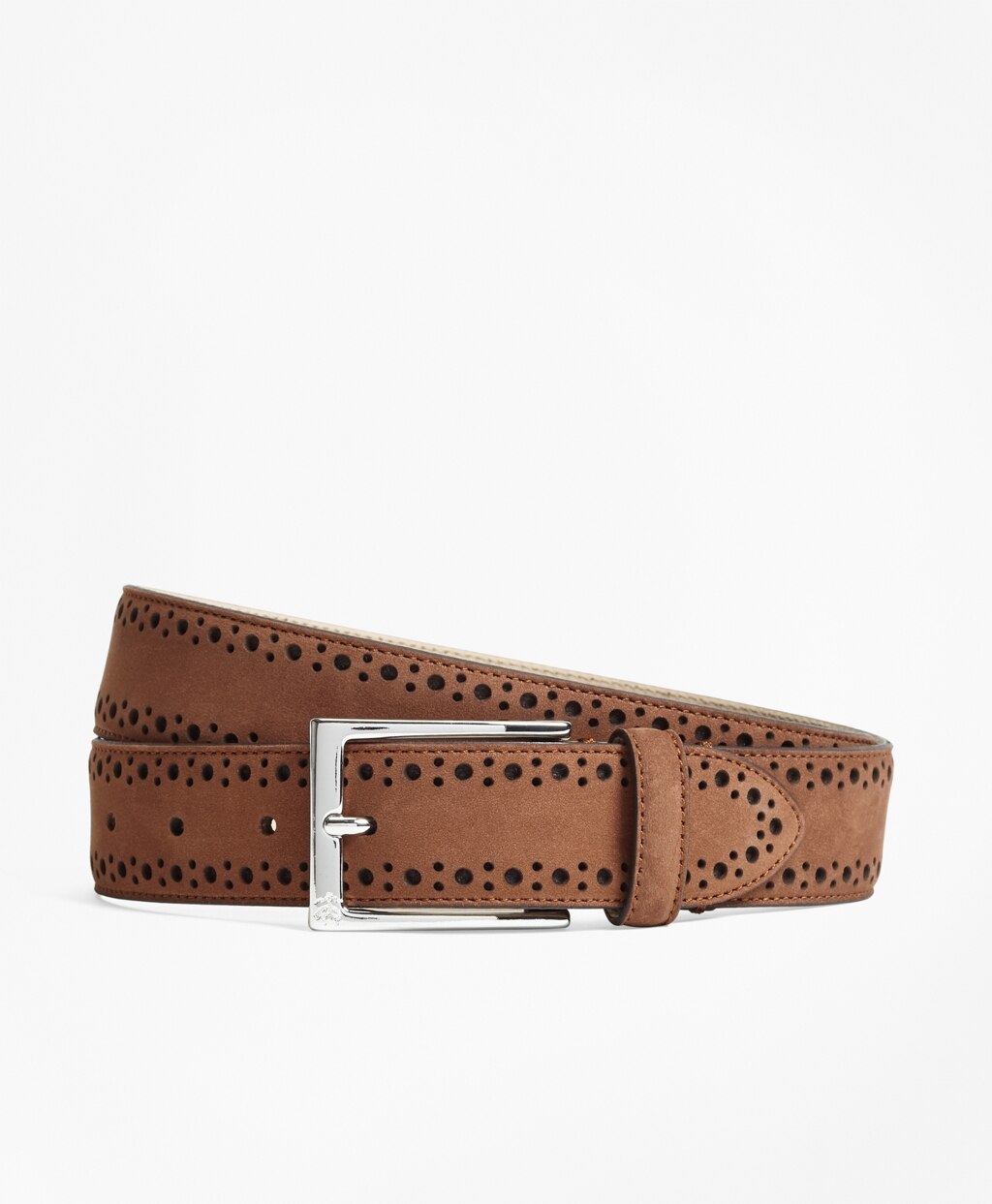 Brooks Brothers Men 1818 Perforated Stitch Suede Belt