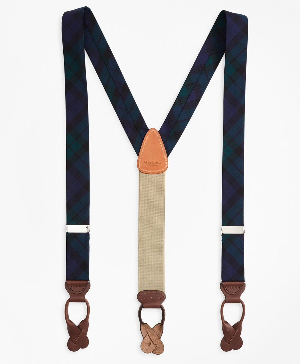 Brooks Brothers Men Black Watch Tartan Suspenders