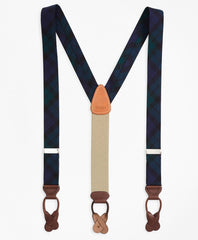 Brooks Brothers Men Black Watch Tartan Suspenders