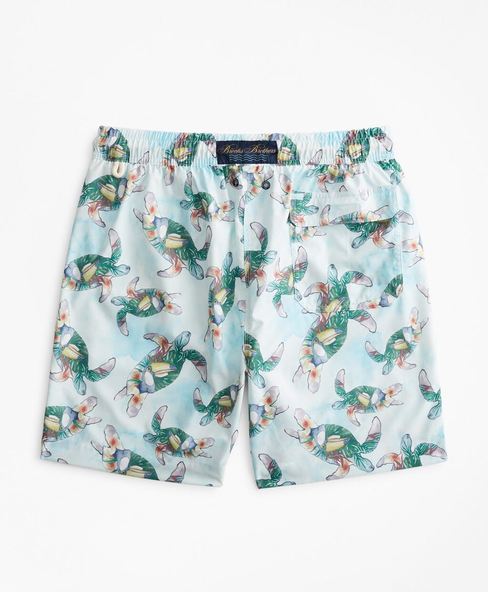 Brooks Brothers Men Montauk 6" Turtle Print Swim Trunks