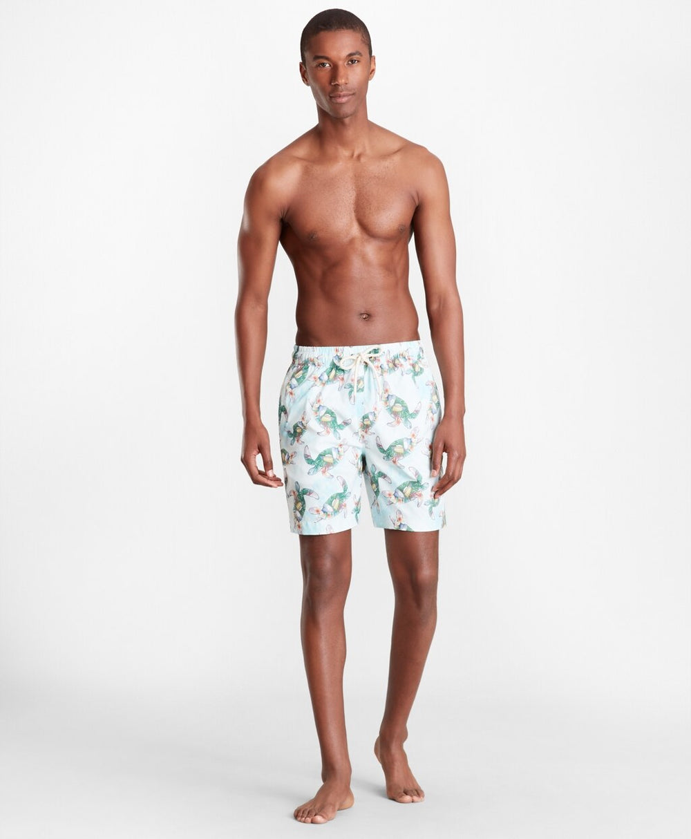Brooks Brothers Men Montauk 6" Turtle Print Swim Trunks